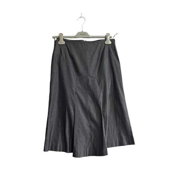 Prada gray  hIgh waisted cotton midi skirt,  size 46 Italian, US 12 - Picture 1 of 16
